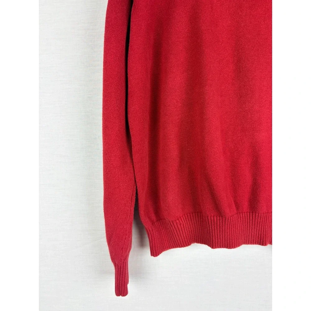 Vintage Sun River Clothing Co Mens Red Cotton Ribbed Knit Crewneck Sweater Large